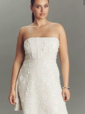 Sundream Strapless Tweed Floral Mini Dress